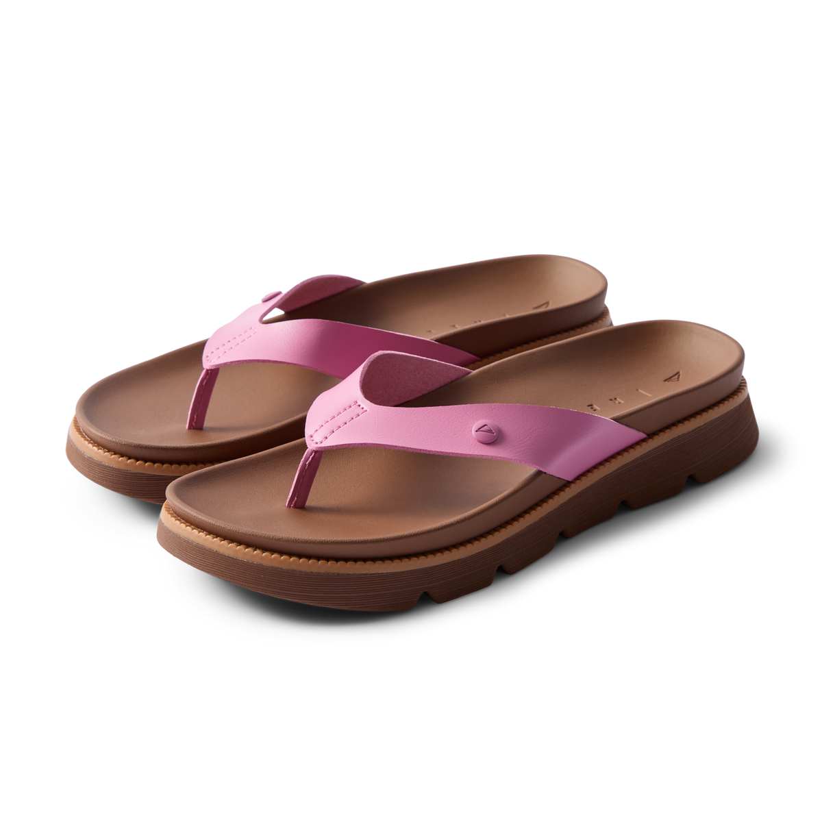 Vista Luxe Vivianahh women's pink sandals facing right, close-up of cushioned footbed and arch support design