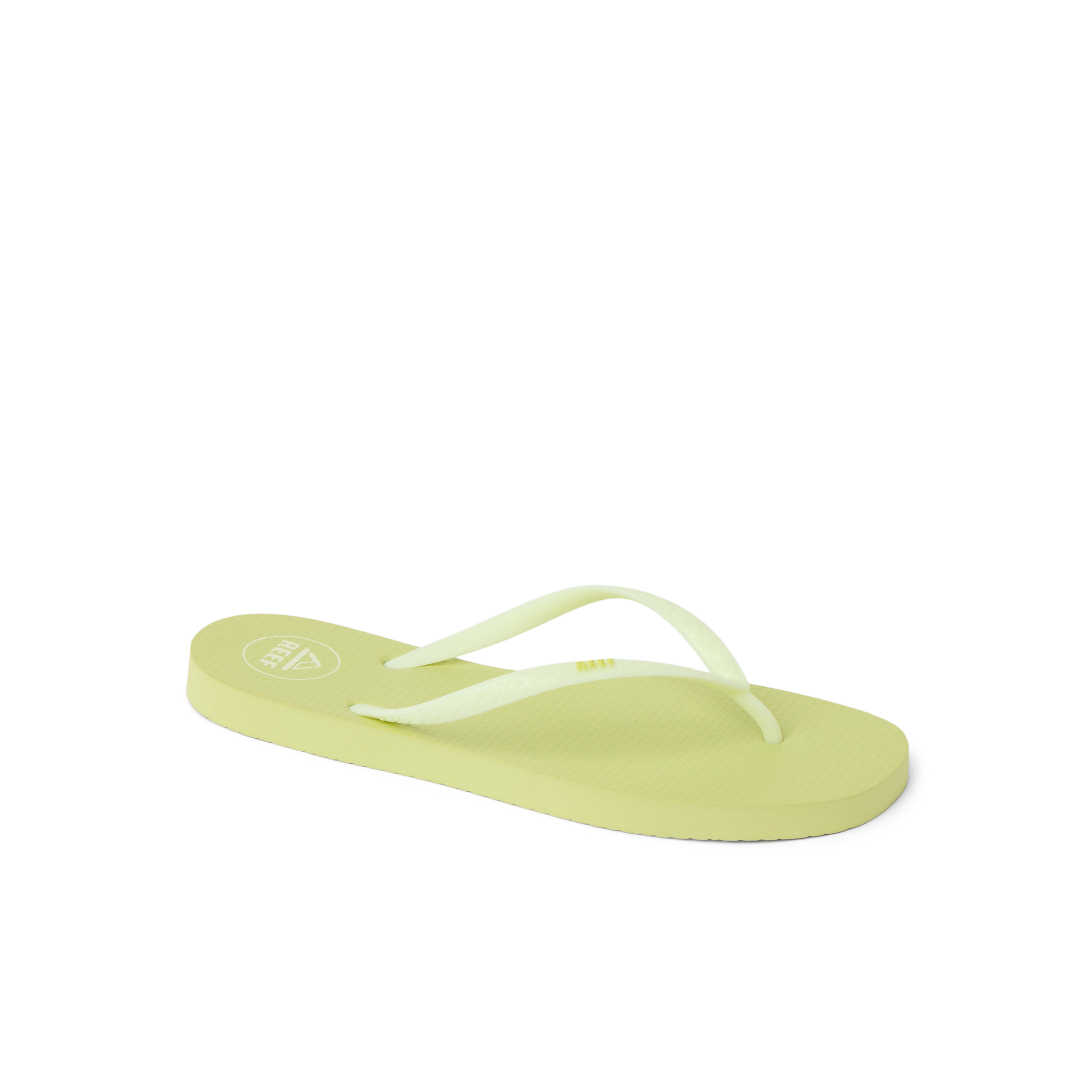 Seaside Square Toe right-facing lime sherbet sandal with arch support and soft-rebound cushioning for beach comfort