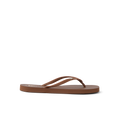 Seaside Square Toe brown women's flip flop facing left, water-friendly with soft cushioning and arch support