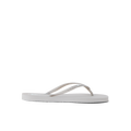 Side view of the Seaside Square Toe women's sandal in silver metallic, featuring soft cushioning and arch support.