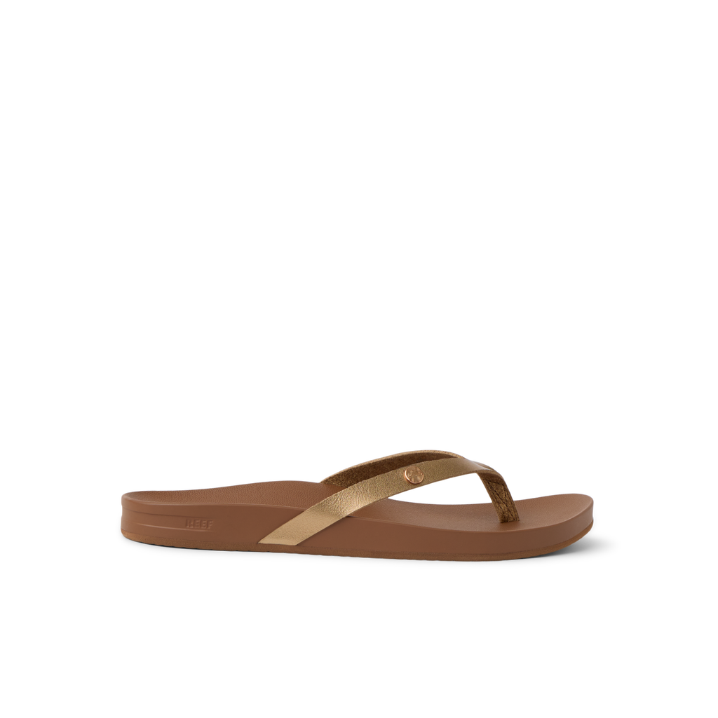 Vista Ivy women's right-facing sandal with bronze straps, anatomical arch support, and soft-rebound cushioning for all-day comfort.