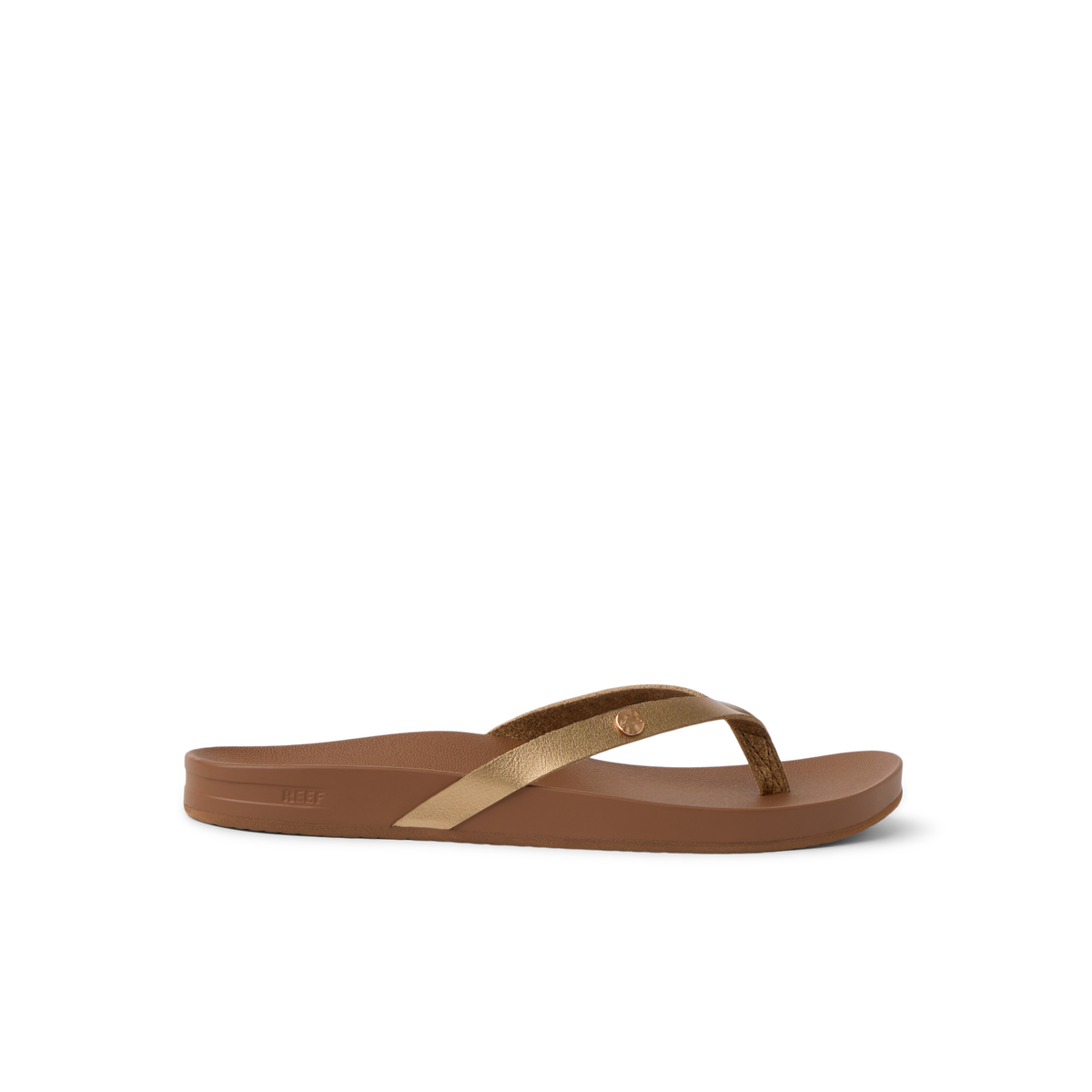 Vista Ivy women's right-facing sandal with bronze straps, anatomical arch support, and soft-rebound cushioning for all-day comfort.