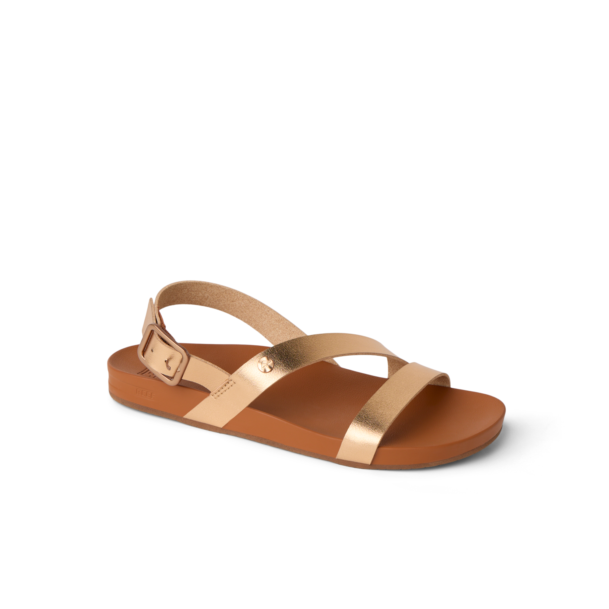 Vista Isabella women's sandal facing left with bronze straps, cushioned footbed, and comfort arch support design.