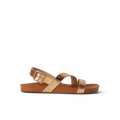 Vista Isabella women's sandal facing right, bronze straps with buckle, beach-inspired comfort and arch support design.