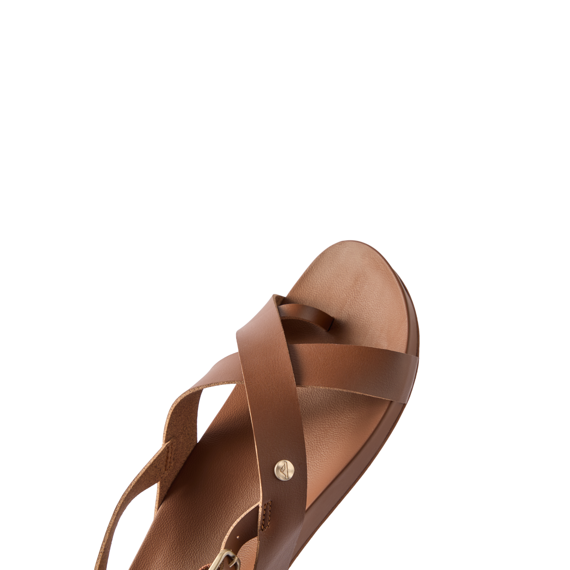 Vista Malia women's brown sandal facing right, showing front straps and cushioned footbed designed for beach comfort.