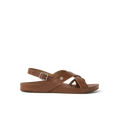 Vista Malia sandal in brown facing left, showing side profile with adjustable strap and cushioned sole for comfort.