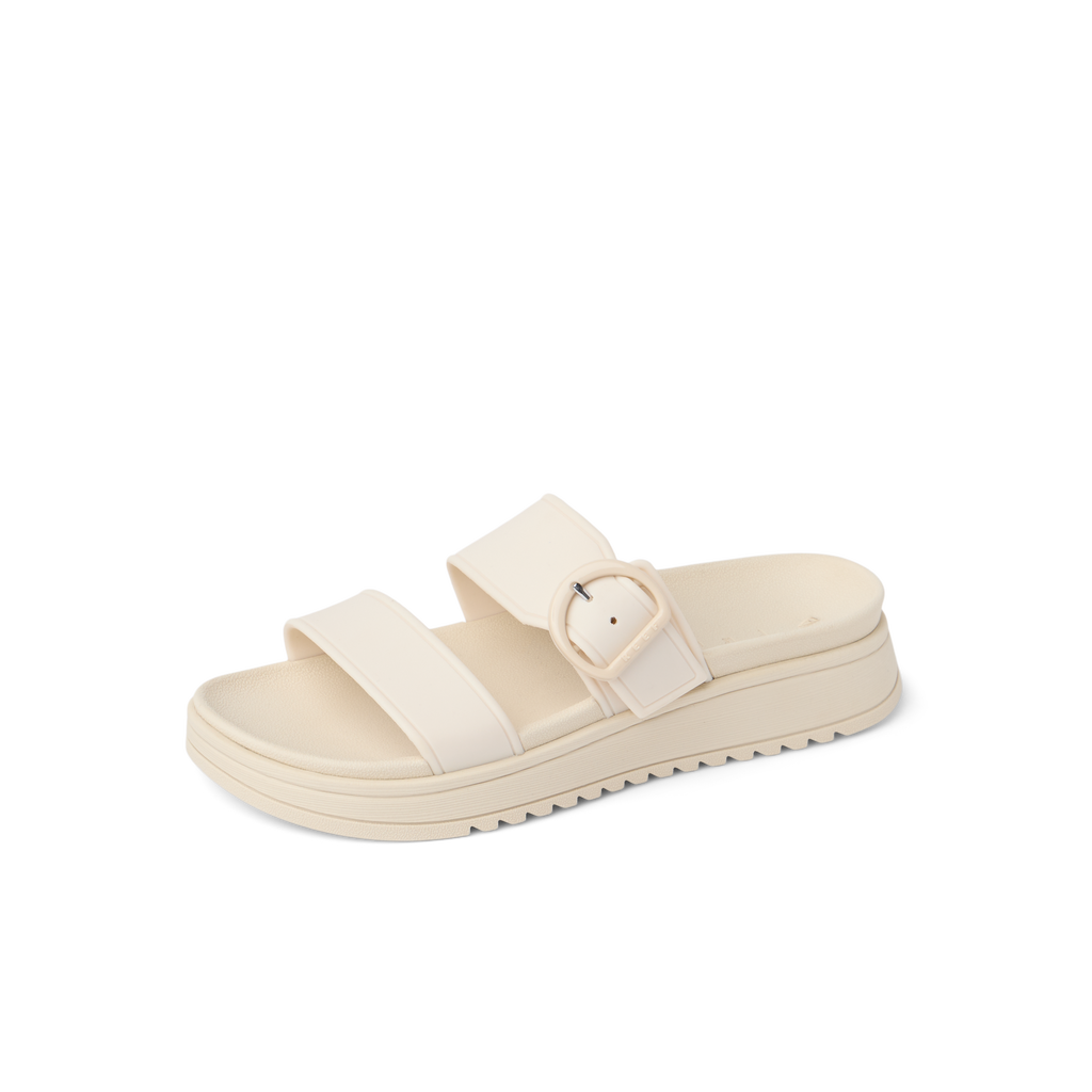 Vista Capri sandal for women facing right, showing soft-rebound cushioning and adjustable buckle strap for beach comfort.