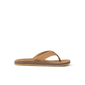 Free Fly X Ojai men's brown leather sandal facing left with cushioned footbed and water-friendly durable sole for beach comfort