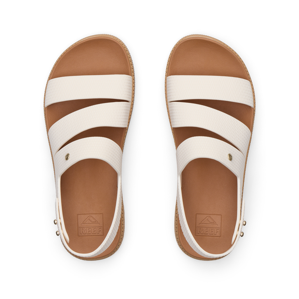 Top view of Water Vista Higher 2 women's sandals in white with soft cushioning and arch support, designed for comfort.