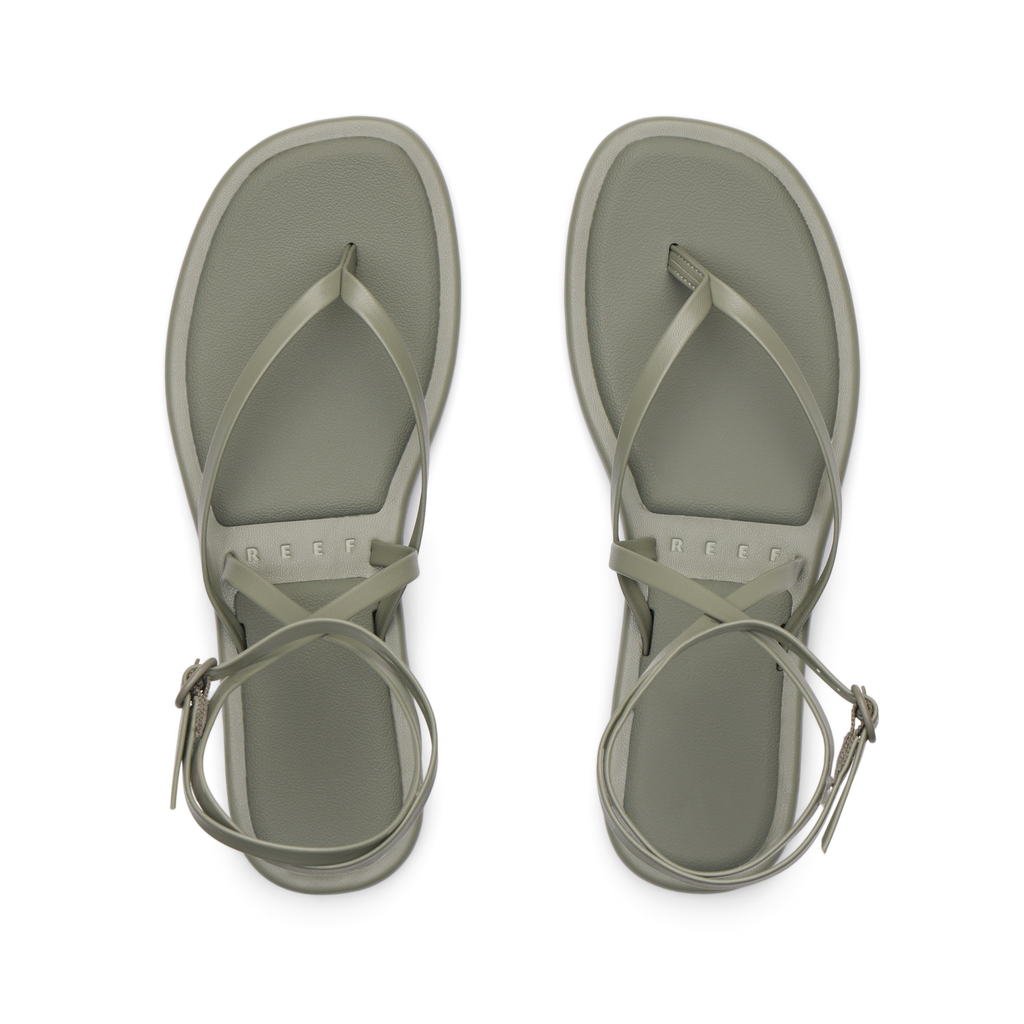 Willow Quinn women's comfortable sandals in muted green with ankle straps, perfect for everyday casual wear.