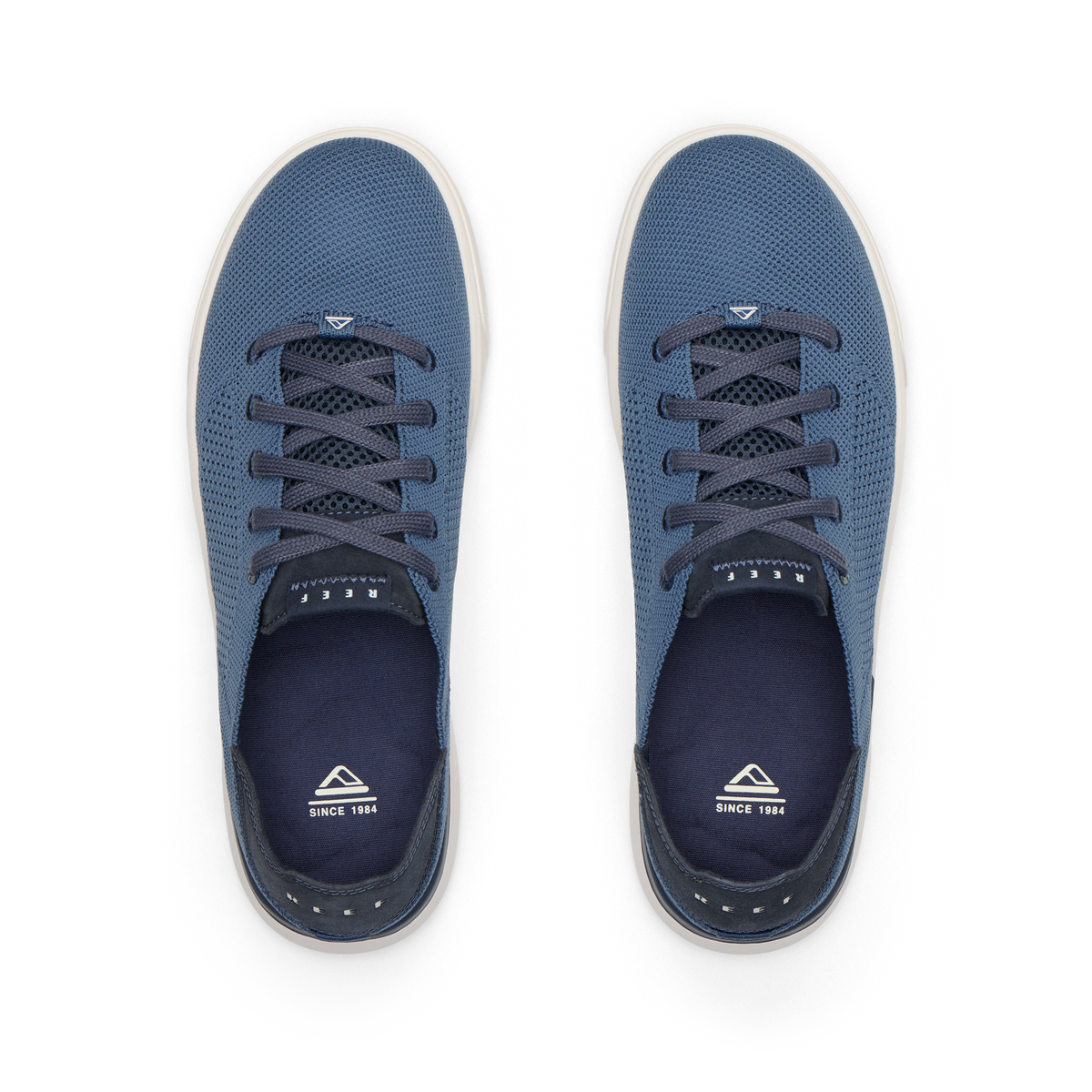 Top-down view of navy Neptune HT sneakers facing forward, featuring water-friendly materials and extra cushioning.