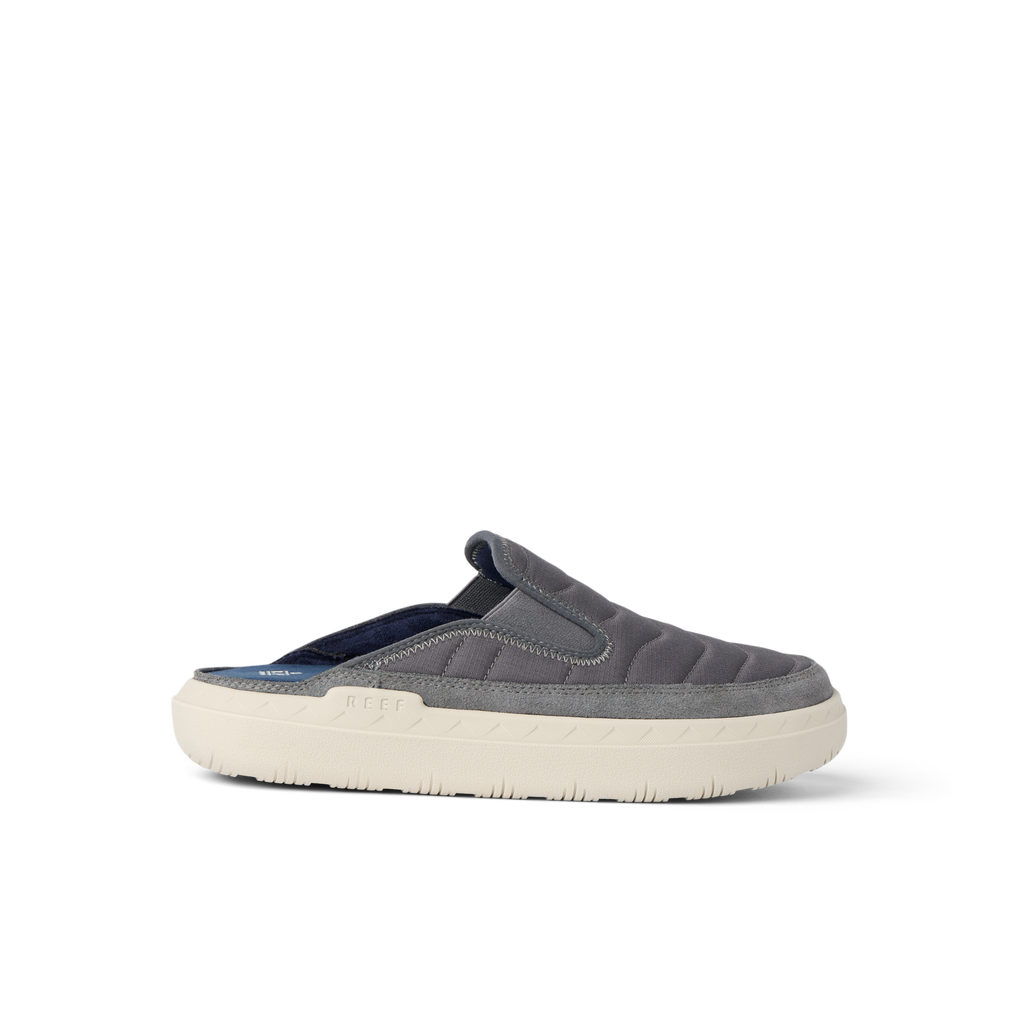 Rambler Kicker mule facing left with cushioned memory foam footbed and lightweight EVA outsole in charcoal grey for everyday comfort