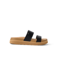 Vista Hi 2 sandal facing right with black vegan straps, cushioned platform, anatomical arch support, and lightweight comfort design