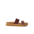 Vista Hi 2 sandal facing right with woven and smooth brown straps, enhanced arch support, and lightweight cushioned platform sole
