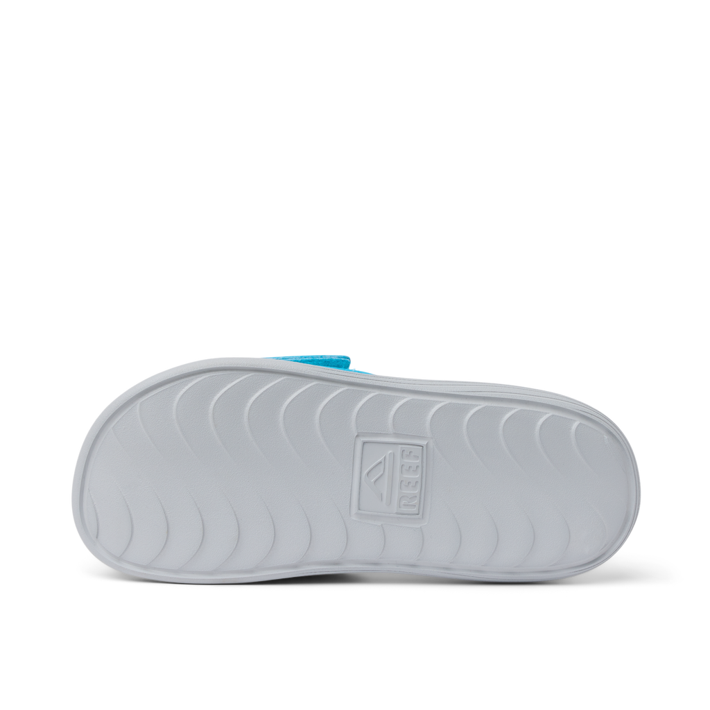 Kids Salty Slide showing the bottom sole facing up, durable water-friendly slide designed for boys aged 5-10 years.