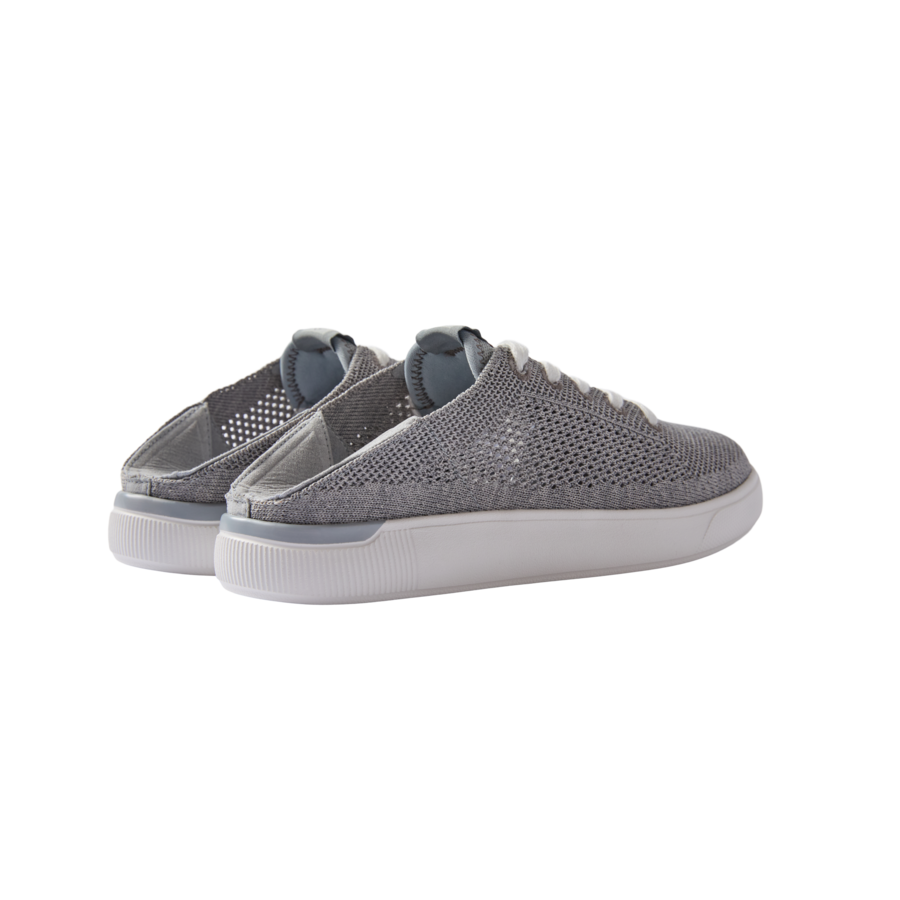 Kids Neptune grey sneaker shoes facing left, showing back and side with breathable knit upper and cushioned sole.