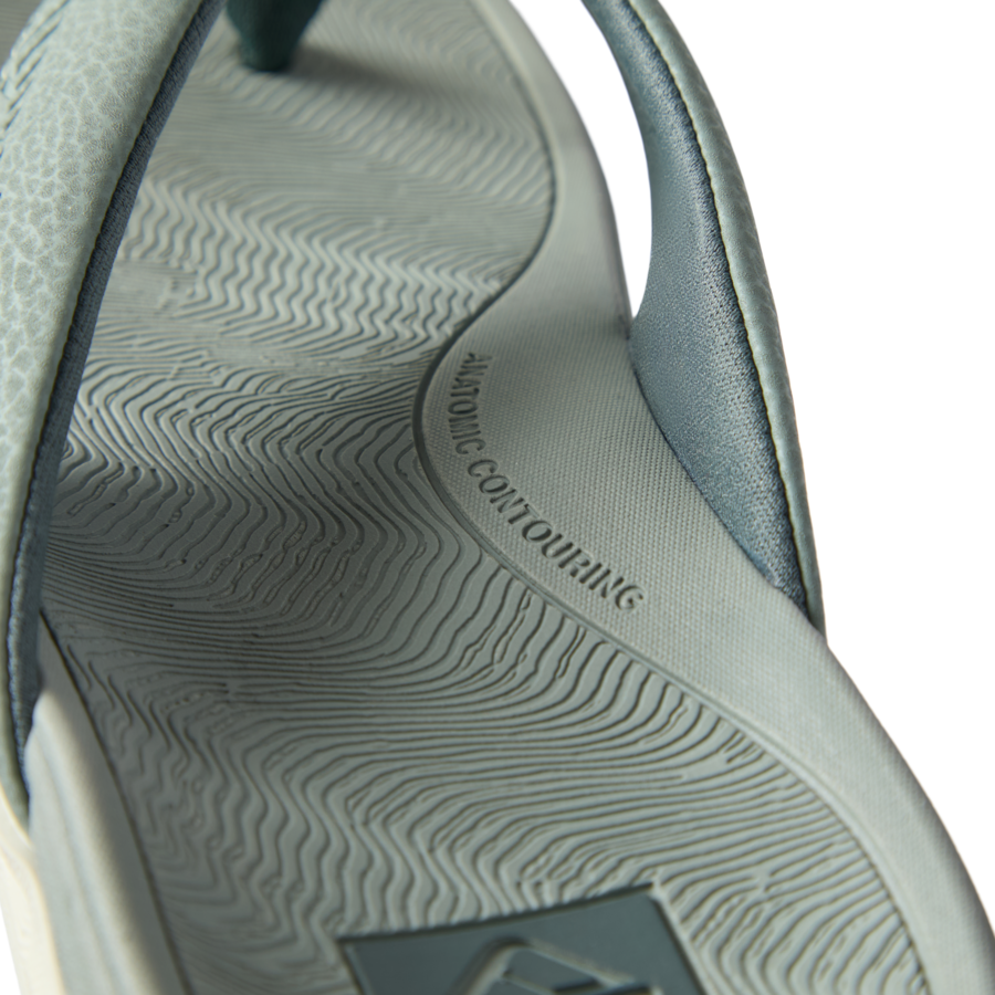 Close-up of the footbed and straps of the Offshore sandal facing right, showing comfort and contouring details.