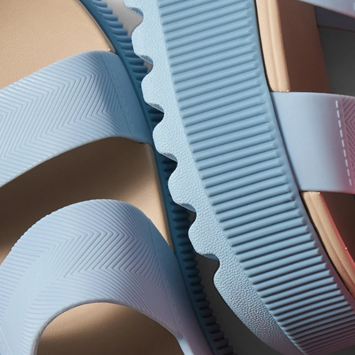 Close-up of the bottom and side of the Water Vista Higher sandal facing downward showing durable ridged sole and cushioned straps.