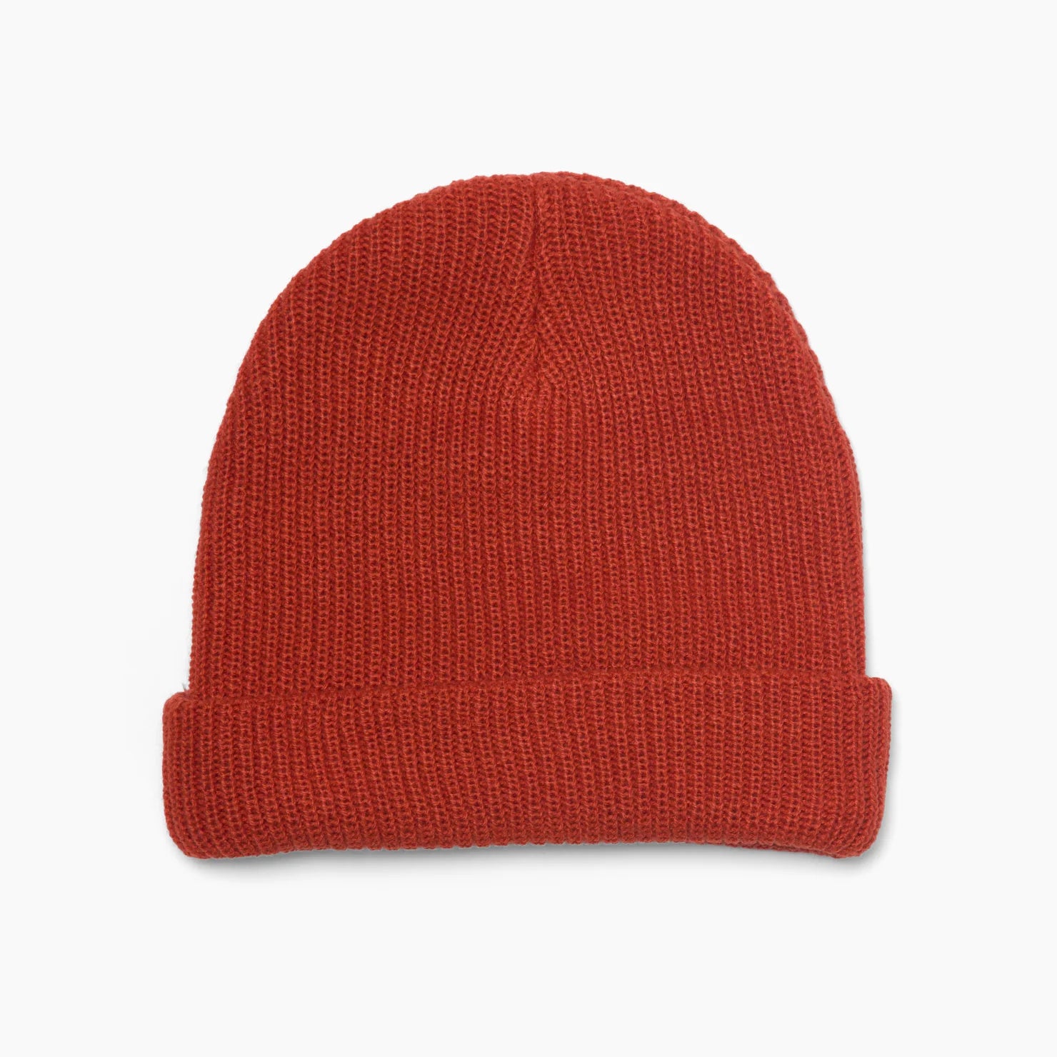 Alyx Beanie in chili red knit, front view, unisex, surf-inspired comfort apparel for everyday beachwear.