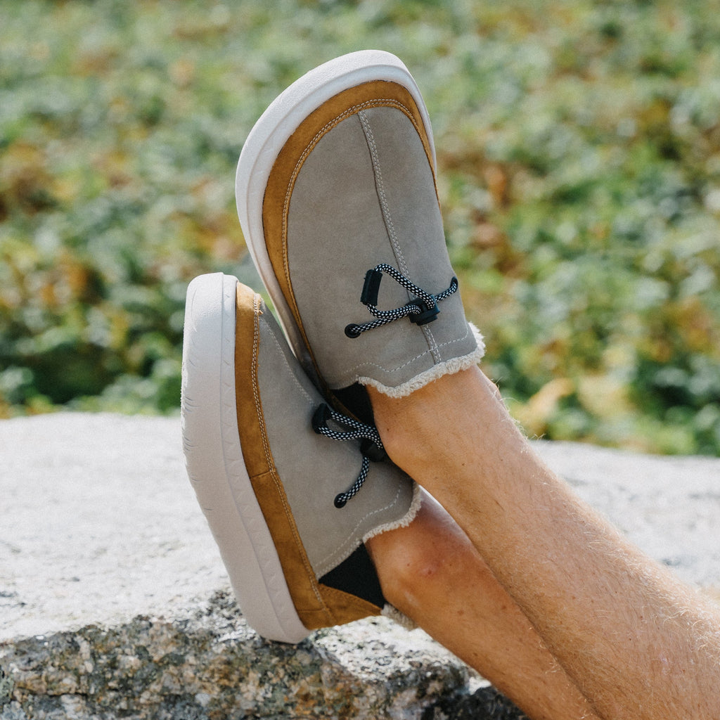 Rambler suede shoes with toes facing upward, cozy lining, and cushioned soles for everyday comfort