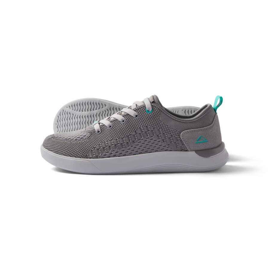 Neso men's grey sneaker facing right, side view, featuring lightweight, water-friendly mesh and cushioned sole for comfort.