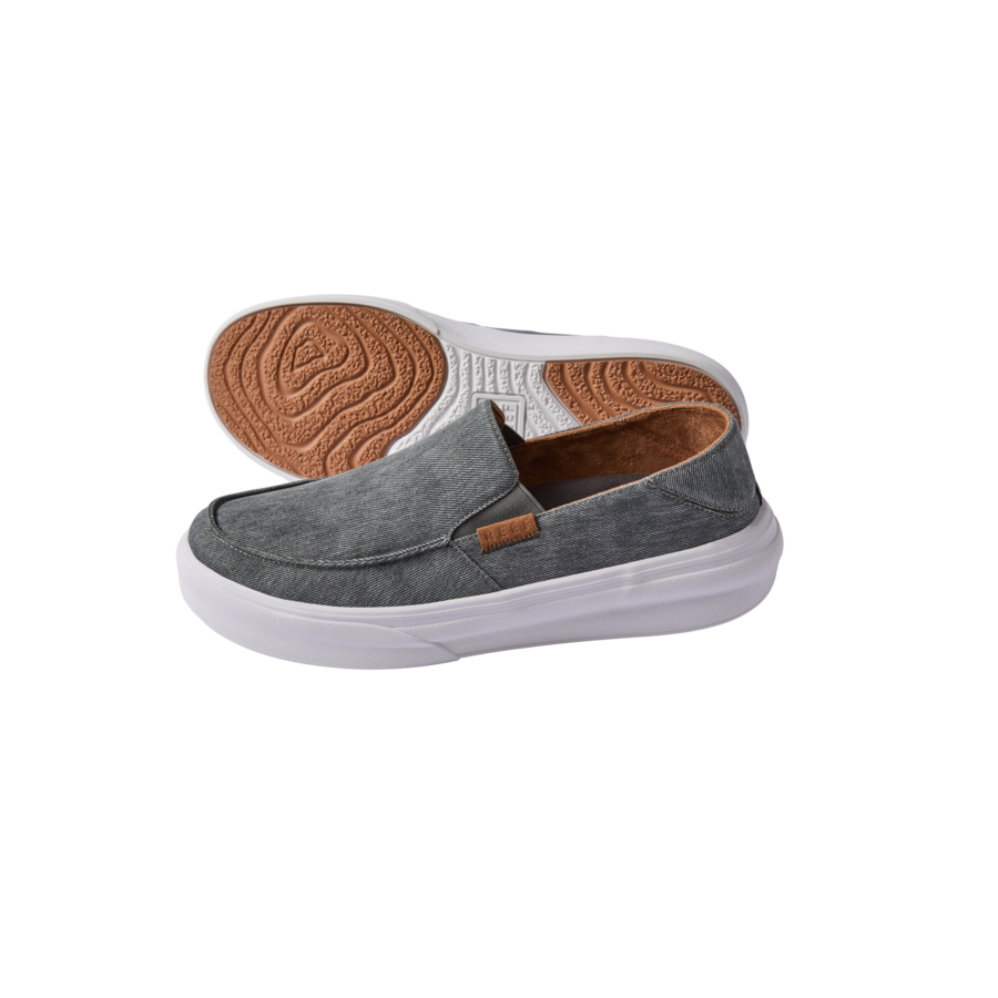 Pacific men's slip-on shoe in smoke grey facing left with sole detail, featuring lightweight comfort and anatomical arch support.