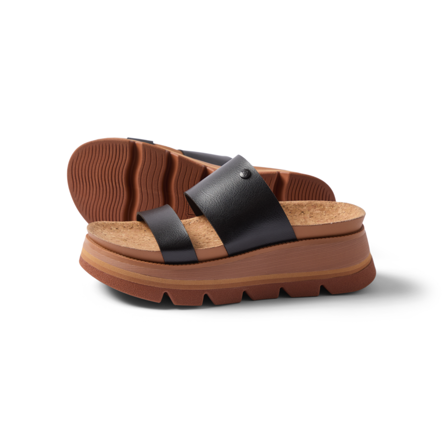 Vista Luxe Siaa women's sandals facing right, close-up of sole and cushioned footbed showing comfort design.