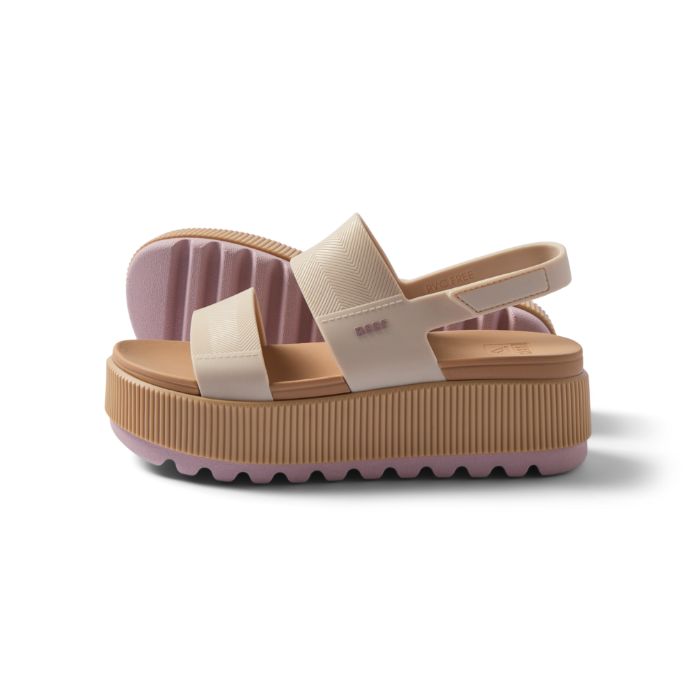 Side view of women's Water Vista Higher sandal in vintage pale mauve with thick cushioned sole and water-friendly materials.