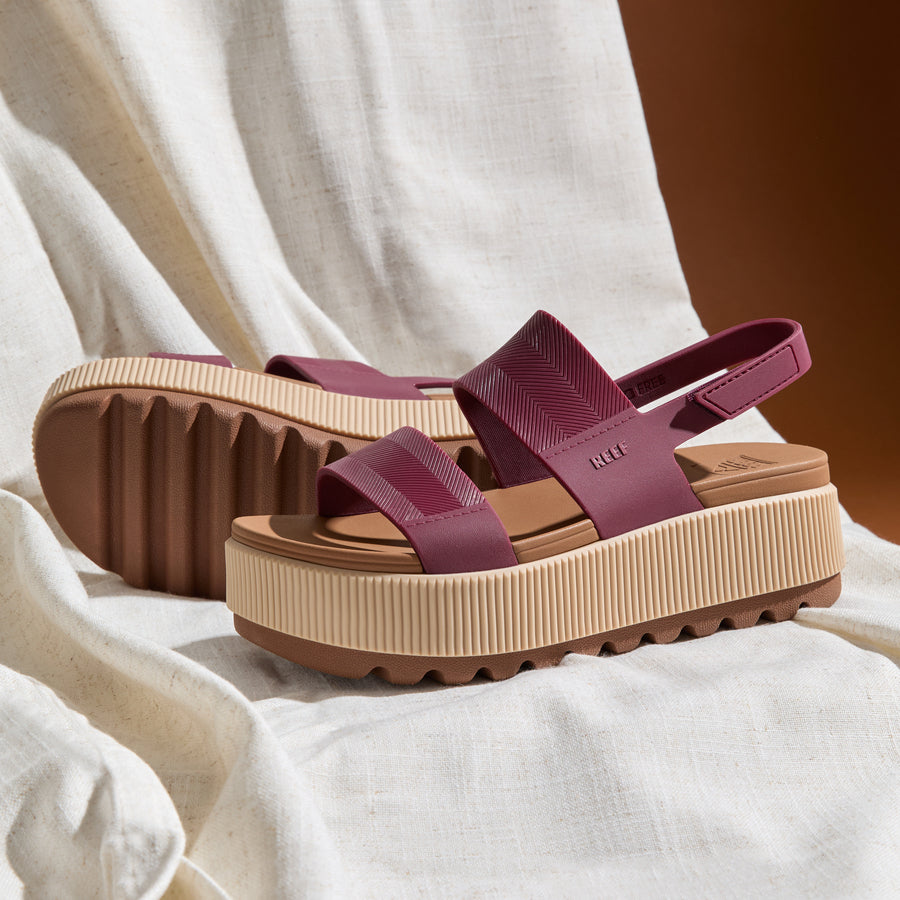 Water Vista Higher women's sandals facing left with ribbed platform sole, surf-inspired comfort and durable materials.